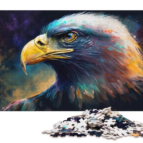 1000-teiliges Puzzle für Erwachsene, farbenfrohes Adler-Puzzle für Erwachsene, Holzpuzzle, lustige Puzzlespiele, 75 x 50 cm von LiJianXXS