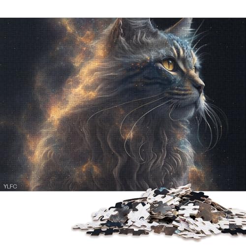 1000-teiliges Puzzle für Erwachsene, farbenfrohes Maine-Coon-Katzen-Puzzle für Kinder, schwierige und anspruchsvolle Holzpuzzles (Größe 75 * 50 cm) von LiJianXXS