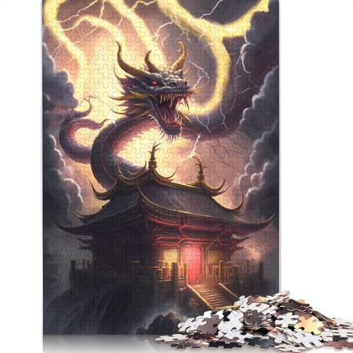 1000-teiliges Puzzle für Erwachsene, japanischer Tempel, Drache und Blume, Neon-Puzzle für Erwachsene, Kartonpuzzle, tolles Geschenk für Erwachsene und Kinder, Größe: 38 x 26 cm von LiJianXXS