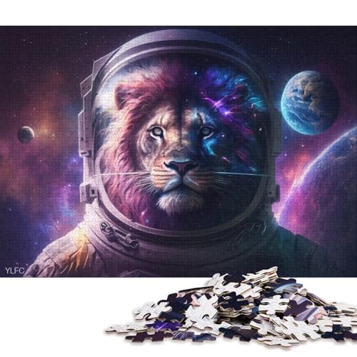 1000-teiliges Puzzle für Erwachsene, kosmische Kunst, Astronauten-Löwe, Puzzle aus Pappe, pädagogisches Stressabbau-Spielzeug-Puzzle 38x26cm/1000 Teile von LiJianXXS