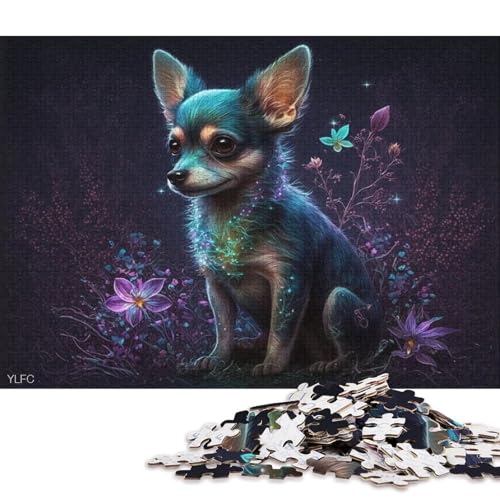 1000-teiliges Puzzle für Erwachsene, magischer Chihuahua-Hund, Puzzle aus Pappe, pädagogisches Stressabbau-Spielzeug-Puzzle 38x26cm/1000 Teile von LiJianXXS