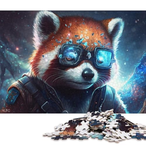 1000-teiliges Puzzle für Erwachsene, magischer roter Panda-Krieger, Puzzle aus Pappe, pädagogisches Stressabbau-Spielzeug-Puzzle 38x26cm/1000 Teile von LiJianXXS