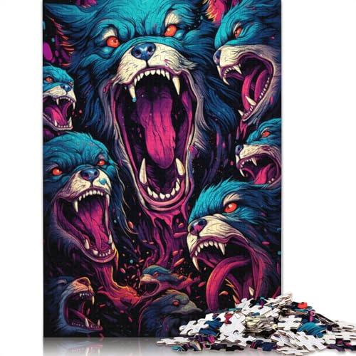 1000-teiliges Puzzle für Erwachsene und Kinder, Angry Husky-Puzzle für Erwachsene, Kartonpuzzle, Spielzeug, Denkspiel, 38 x 26 cm von LiJianXXS