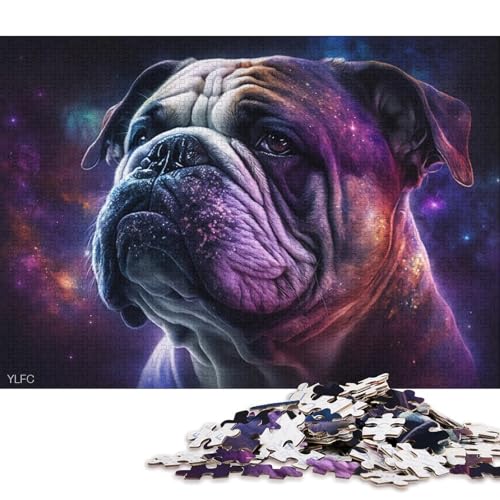 1000-teiliges Puzzle für Erwachsene und Kinder, Cosmic Galaxy Bulldog, Puzzle für Erwachsene, Holzpuzzle, Spielzeug, Denkspiel, 75 x 50 cm von LiJianXXS