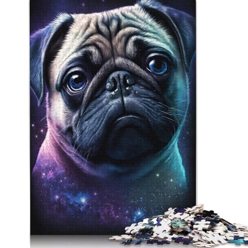 1000-teiliges Puzzle für Erwachsene und Kinder, Galaxy Colour Pug-Puzzles für Holzpuzzle, Heimdekorations-Puzzles (Größe 75 x 50 cm) von LiJianXXS