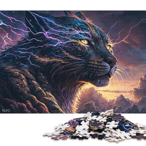 1000-teiliges Puzzle für Erwachsene und Kinder, Kunst, schwarzer Leopard, Puzzle für Erwachsene, Holzpuzzle, Spielzeug, Denkspiel, 75 x 50 cm von LiJianXXS