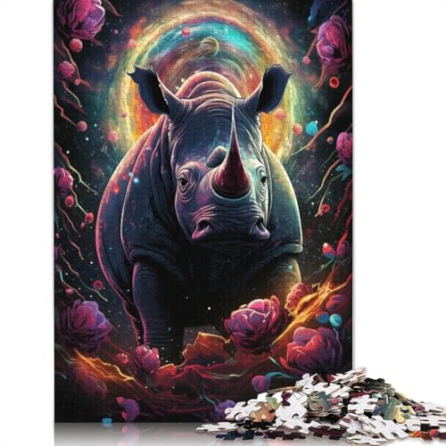 1000-teiliges Puzzle für Erwachsene und Kinder, Kunst-Nashorn-Puzzle für Erwachsene, Holzpuzzle, Spielzeug, Denkspiel, 75 x 50 cm von LiJianXXS