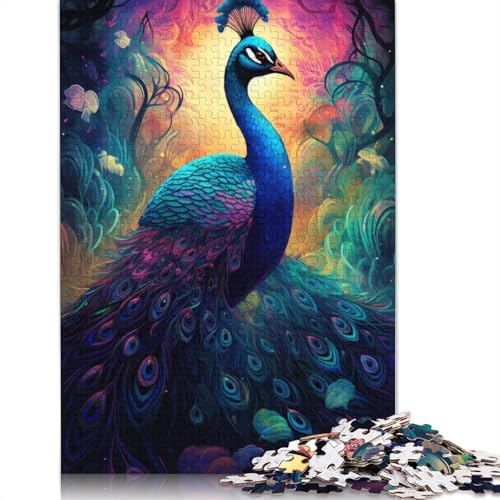 1000-teiliges Puzzle für Erwachsene und Kinder, Pfau im Weltraum, Puzzle für Erwachsene, Kartonpuzzle, Spielzeug, Denkspiel, 38 x 26 cm von LiJianXXS