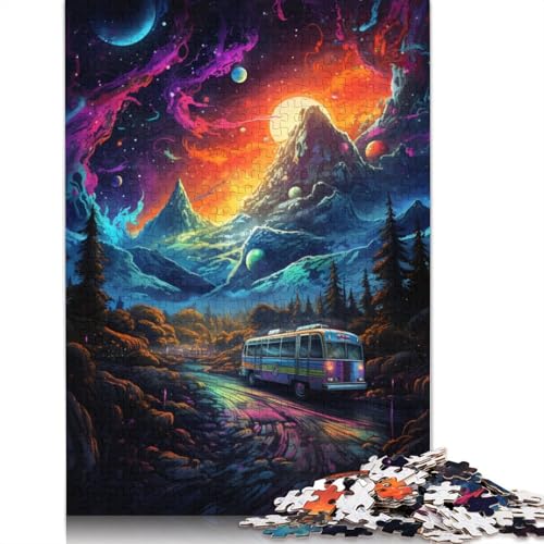 1000-teiliges Puzzle für Erwachsene und Kinder, Psychedelic Bus Puzzle für Erwachsene, Holzpuzzle, Spielzeug, Denkspiel, 75 x 50 cm von LiJianXXS