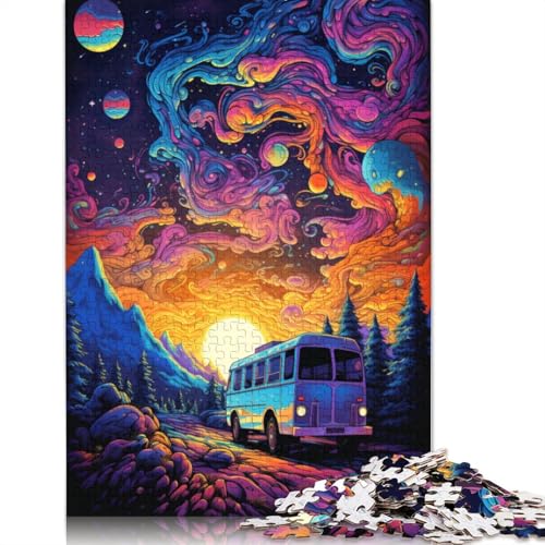 1000-teiliges Puzzle für Erwachsene und Kinder, Psychedelic Bus Puzzle für Erwachsene, Kartonpuzzle, Spielzeug, Denkspiel, 38 x 26 cm von LiJianXXS