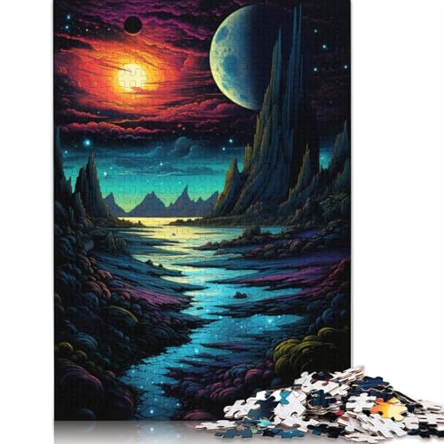 1000-teiliges Puzzle für Erwachsene und Kinder, Psychedelisches Weltraumwellen-Puzzle für Erwachsene, Holzpuzzle, Spielzeug, Denkspiel, 75 x 50 cm von LiJianXXS