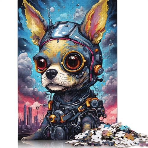 1000-teiliges Puzzle für Erwachsene und Kinder, Roboter-Chihuahua-Puzzle für Erwachsene, Kartonpuzzle, Spielzeug, Denkspiel, 38 x 26 cm von LiJianXXS