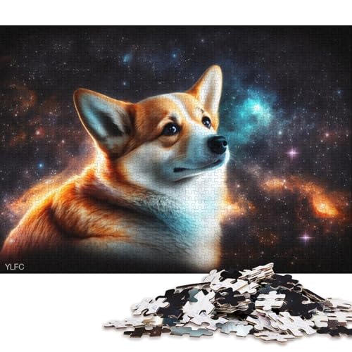 1000-teiliges Puzzle für Erwachsene und Kinder, Weltraum-Corgi-Puzzle für Erwachsene, Kartonpuzzle, Spielzeug, Denkspiel, 38 x 26 cm von LiJianXXS