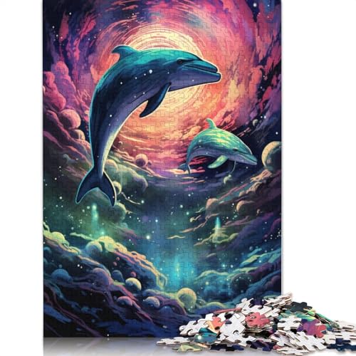 1000-teiliges Puzzle für Erwachsene und Kinder, Weltraumdelfine, Puzzle für Erwachsene, Holzpuzzle, Spielzeug, Denkspiel, 75 x 50 cm von LiJianXXS