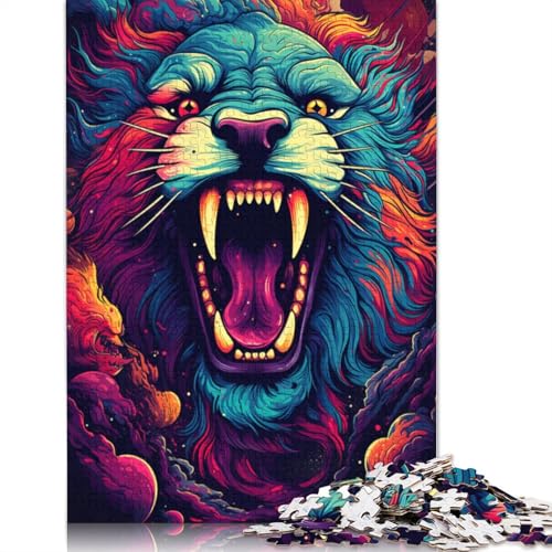 1000-teiliges Puzzle für Erwachsene und Kinder, Wütender Löwe, Puzzle für Erwachsene, Kartonpuzzle, Spielzeug, Denkspiel, 38 x 26 cm von LiJianXXS