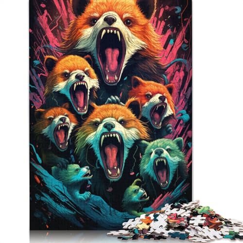 1000-teiliges Puzzle für Erwachsene und Kinder, Wütender roter Panda, Puzzle für Erwachsene, Holzpuzzle, Spielzeug, Denkspiel, 75 x 50 cm von LiJianXXS