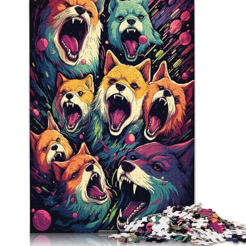 1000-teiliges Puzzle für Erwachsene und Kinder, Wütendes Shiba Inu-Puzzle für Erwachsene, Holzpuzzle, Spielzeug, Denkspiel, 75 x 50 cm von LiJianXXS