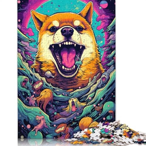 1000-teiliges Puzzle für Erwachsene und Kinder, Wütendes Shiba Inu-Puzzle für Erwachsene, Kartonpuzzle, Spielzeug, Denkspiel, 38 x 26 cm von LiJianXXS