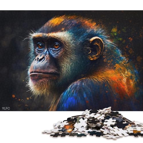 1000-teiliges Puzzle für Erwachsene und Kinder, buntes Affen-Puzzle für Erwachsene, Kartonpuzzle, Spielzeug, Denkspiel, 38 x 26 cm von LiJianXXS