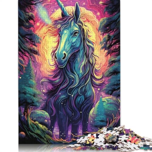 1000-teiliges Puzzle für Erwachsene und Kinder, buntes Einhorn-Puzzle für Erwachsene, Holzpuzzle, Spielzeug, Denkspiel, 75 x 50 cm von LiJianXXS