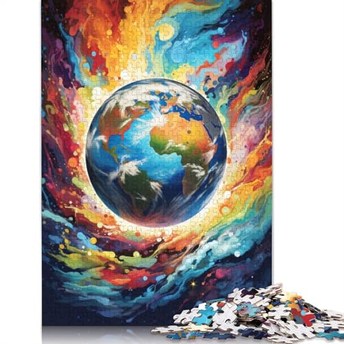 1000-teiliges Puzzle für Erwachsene und Kinder, buntes Erdpuzzle für Erwachsene, Kartonpuzzle, Spielzeug, Denkspiel, 38 x 26 cm von LiJianXXS