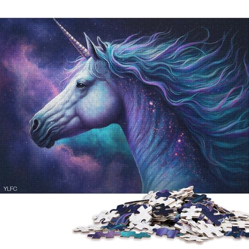 1000-teiliges Puzzle für Erwachsene und Kinder, kosmisches Einhorn-Puzzle für Erwachsene, Holzpuzzle, Spielzeug, Denkspiel, 75 x 50 cm von LiJianXXS