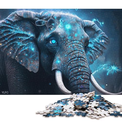 1000-teiliges Puzzle für Erwachsene und Kinder, magisches Elefanten-Puzzle für Erwachsene, Holzpuzzle, Spielzeug, Denkspiel, 75 x 50 cm von LiJianXXS