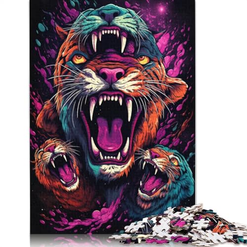 1000-teiliges Puzzle für Erwachsene und Kinder, wütender Tiger, Puzzle für Erwachsene, Holzpuzzle, Spielzeug, Denkspiel, 75 x 50 cm von LiJianXXS