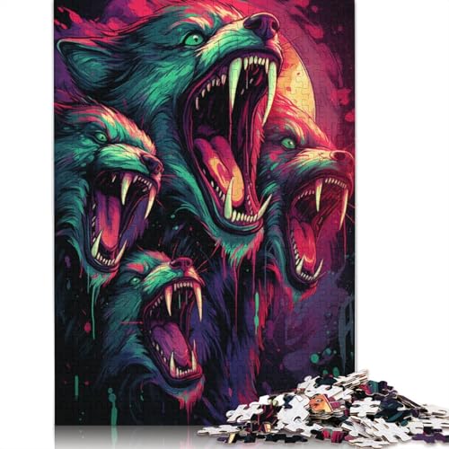 1000-teiliges Puzzle für Erwachsene und Kinder, wütender Wolf, Puzzle für Erwachsene, Holzpuzzle, Spielzeug, Denkspiel, 75 x 50 cm von LiJianXXS