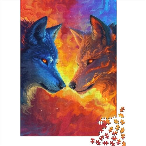 1000-teiliges Puzzlespiel EIS und Feuerfuchs, Puzzle aus Holz, Lernspielzeug, Größe: 75 x 50 cm von LiJianXXS