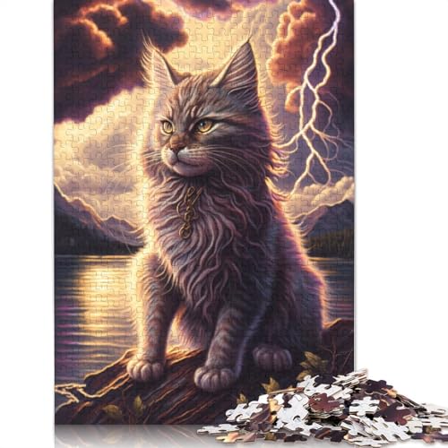 1000-teiliges Puzzlespiel Fantasie-Puzzle mit Maine-Coon-Katze, Holzpuzzle, Familiendekoration, Größe: 75 x 50 cm von LiJianXXS