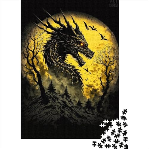 1000-teiliges Puzzlespiel Wunderschöner Goldener Drache Puzzles Holzpuzzle Lernspielzeug Größe: 75 x 50 cm von LiJianXXS