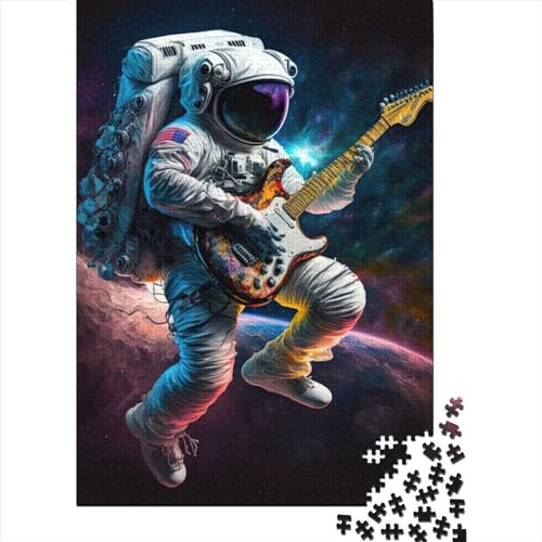 Astronaut spielt Gitarre für Erwachsene, schwieriges Puzzle, 1000 Teile, Puzzle für Erwachsene, Spielzeug, Denkspiel (Größe 75x50 cm) von LiJianXXS