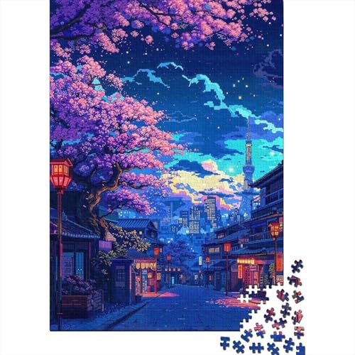 Avenue of Blossoms Holzpuzzle für Erwachsene, Puzzle für Erwachsene, 1000 Teile, 1000-teiliges Puzzle für Erwachsene und Teenager (Größe 75x50 cm) von LiJianXXS