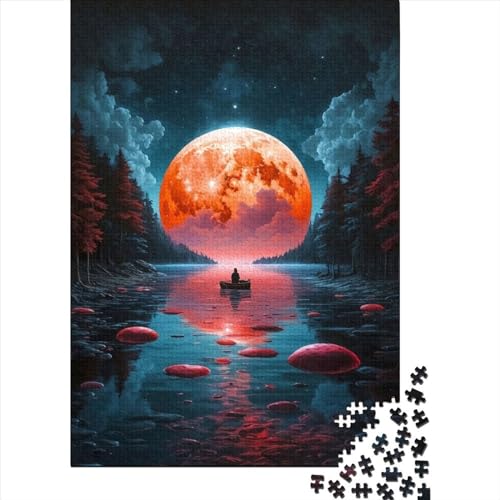 Big Red Moon Puzzle für Erwachsene, 1000 Teile, für Erwachsene, Puzzle-Geschenke, 1000-teiliges Puzzle für Erwachsene Teenager (Größe 75x50 cm) von LiJianXXS