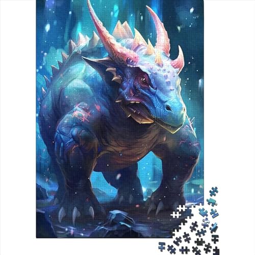 Blaues Triceratops-Puzzle für Erwachsene, Puzzles, lustige Puzzles für Erwachsene, 1000 Teile, 1000-teiliges Puzzle für Erwachsene (Größe 75x50 cm) von LiJianXXS