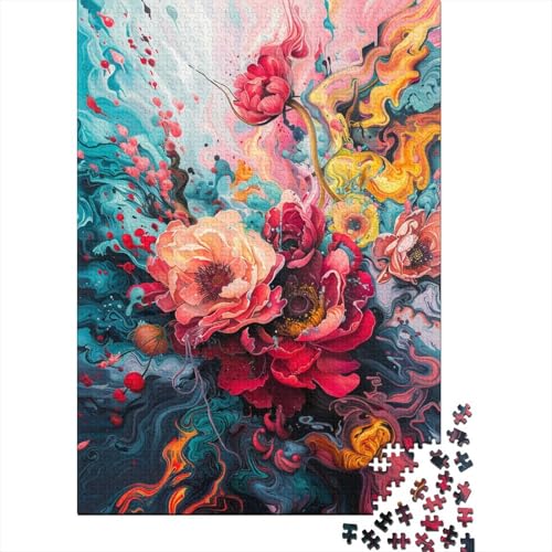 Blumen-Graffiti-Puzzle für Erwachsene, 1000-teiliges Puzzle für Kinder, Holzpuzzle, Puzzle für Erwachsene, Lernspiele, Größe: 75 x 50 cm von LiJianXXS