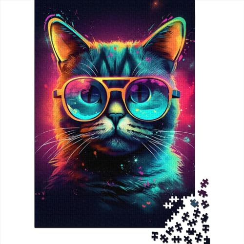 Coole Katze für Erwachsene, schwierige Puzzles, Puzzle 1000 Teile für Erwachsene, Spielzeug, Denkspiel (Größe 75x50 cm) von LiJianXXS