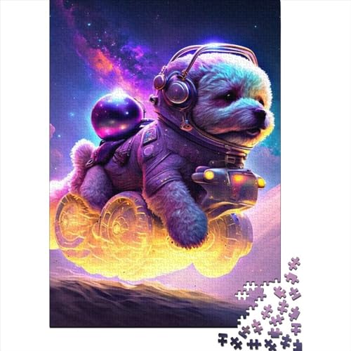 Cosmic Car Dog 1000-Teile-Puzzle für Erwachsene, Holzpuzzles, Holzpuzzles, nachhaltiges Puzzle für Erwachsene | Spiele (Größe 75x50 cm) von LiJianXXS