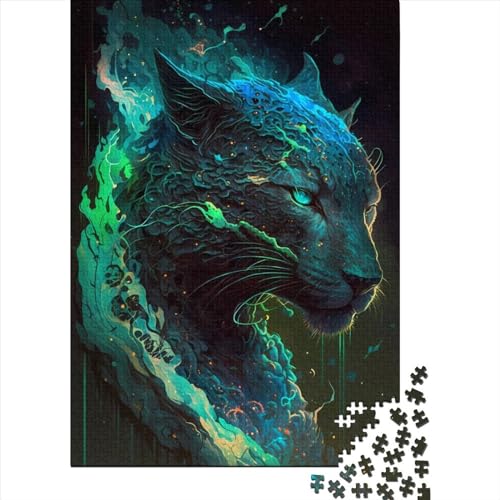 Cougar Whimsical Puzzle für Erwachsene, 1000 Teile, Holzpuzzle für Erwachsene, Puzzlespielzeug, Denkspiel (Größe 75x50 cm) von LiJianXXS