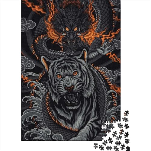 Drache gegen Tiger für Erwachsene, schwieriges Puzzle mit 1000 Teilen, für Erwachsene, Spielzeug, Denkspiel (Größe 75x50 cm) von LiJianXXS