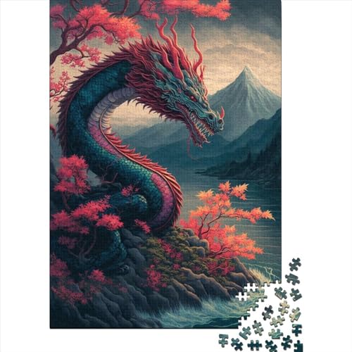 Drachen-Puzzle aus asiatischem Holz für Erwachsene, Puzzle-Spielzeug, Puzzle 1000 Teile für Teenager, Geschenke, Puzzle für Erwachsene (Größe 75x50 cm) von LiJianXXS