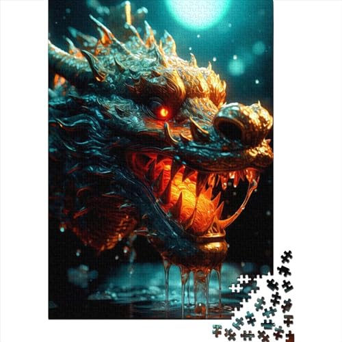 Drachenpuzzle für Erwachsene, 1000 Teile, Holzpuzzle für Erwachsene, Puzzlespielzeug, Denkspiel (Größe 75x50 cm) von LiJianXXS