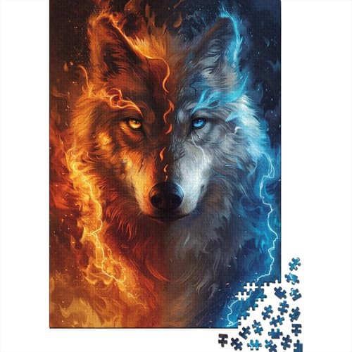 EIS- und Feuerwolf, 1000 Puzzles für Erwachsene/Puzzle für Erwachsene und Kinder/Denkspiel, Familienspiele, Puzzlegröße: 75 x 50 cm von LiJianXXS