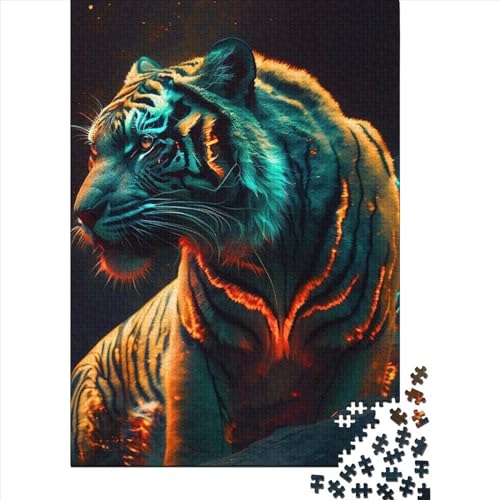 Fierce Tiger Puzzle für Erwachsene, 1000 Teile, Holzpuzzle für Erwachsene, Puzzlespielzeug, Denkspiel (Größe 75x50 cm) von LiJianXXS