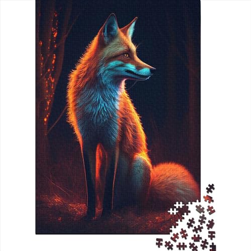 Fox Forest Glowing Puzzle für Erwachsene, 1000 Teile, Holzpuzzle für Erwachsene, Puzzlespielzeug, Denkspiel (Größe 75x50 cm) von LiJianXXS