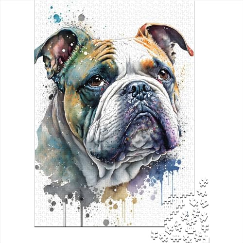 Französische Bulldogge Puzzle für Erwachsene, 1000 Teile, Holzpuzzle für Erwachsene, Puzzlespielzeug, Denkspiel (Größe 75x50 cm) von LiJianXXS