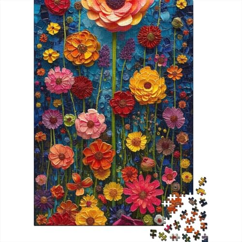 Holzpuzzle mit bunten Blumen für Erwachsene, 1000-teiliges Puzzle für Kinder, Geschenke für Weihnachten und Geburtstage, Größe: 75 x 50 cm von LiJianXXS