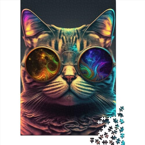 Katzen-Neon-Puzzle für Erwachsene, 1000 Puzzle-Spielzeuge für Erwachsene, schwierige Puzzles und das Puzzle (Größe 75x50 cm) von LiJianXXS