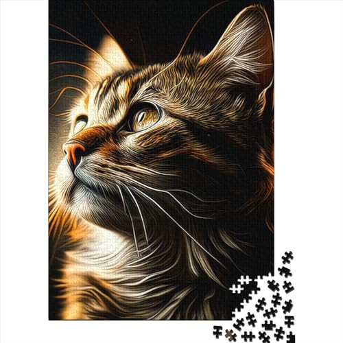 Katzenpuzzle 1000 Teile, Holzpuzzle für Erwachsene, Teenager-Puzzle für Erwachsene, Geschenke (Größe 75x50 cm) von LiJianXXS